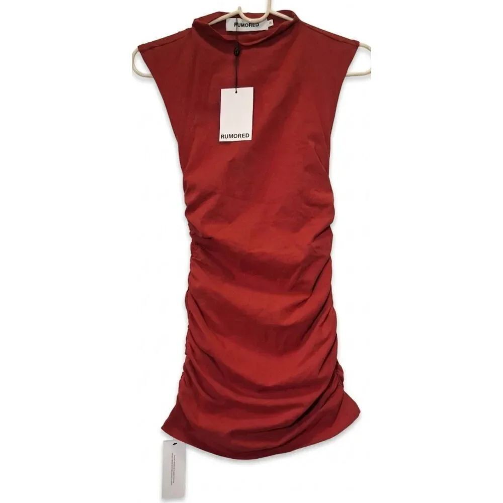 Rumored womens xsmall dark wine red mini dress dainty smocked